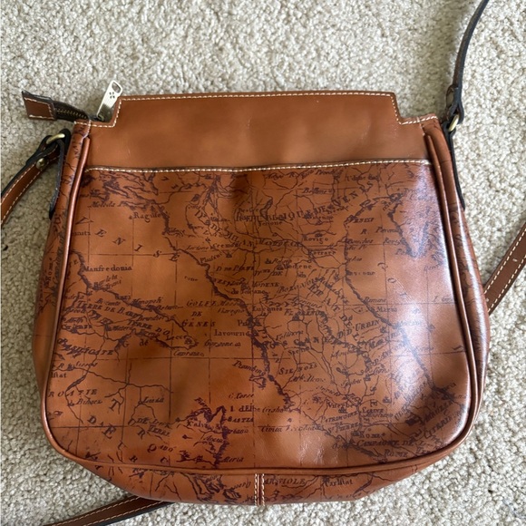 Patricia Nash Map Print Leather Crossbody Bag Brown Vintage Adjustable purse - Picture 13 of 16
